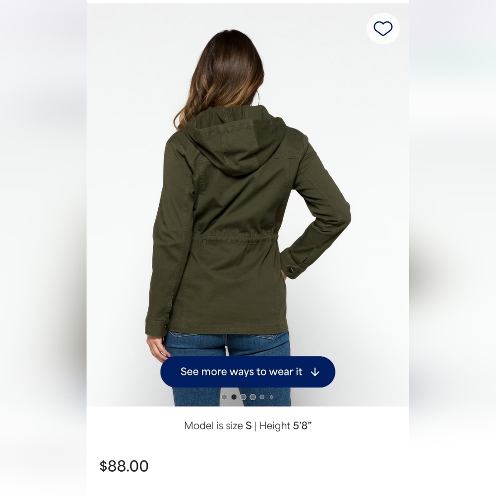 Market & Spruce Green Utility Jacket with Hood and Drawstring Waist - Picture 6 of 6